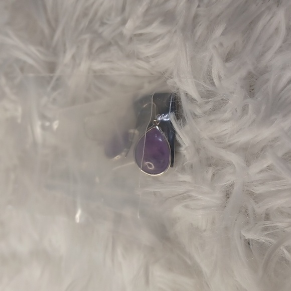 Colleen Lopez Sterling Silver Pear Shaped Amethyst Drop Earrings NEW - Picture 7 of 8